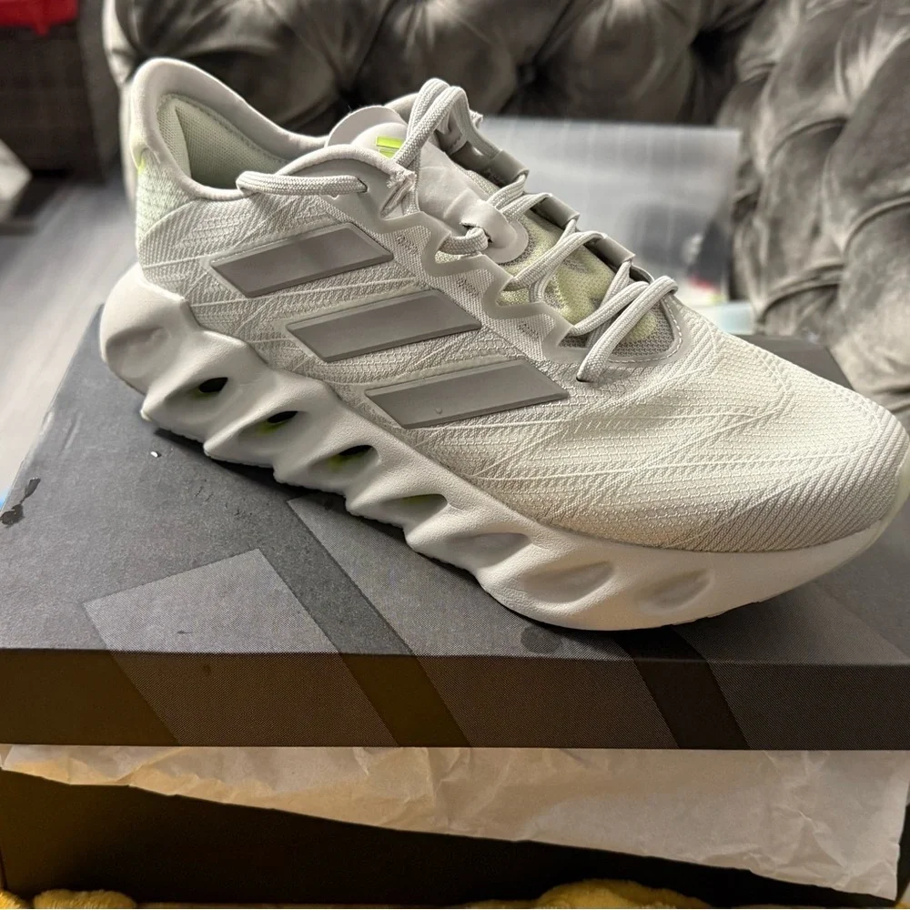 Adidas White and Silver Athletic Shoes
